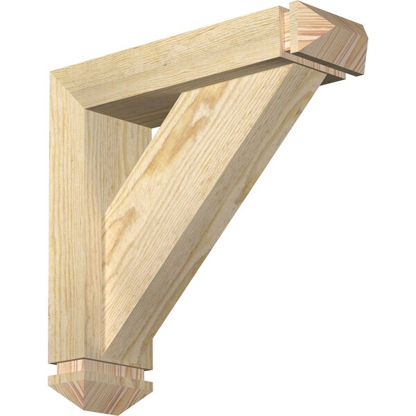 Ekena Millwork Traditional Arts and Crafts Rough Sawn Bracket w/ Offset Brace, Douglas Fir, 4"W x 14"D x 14"H BKT0402X14X14TRA03RDF - main